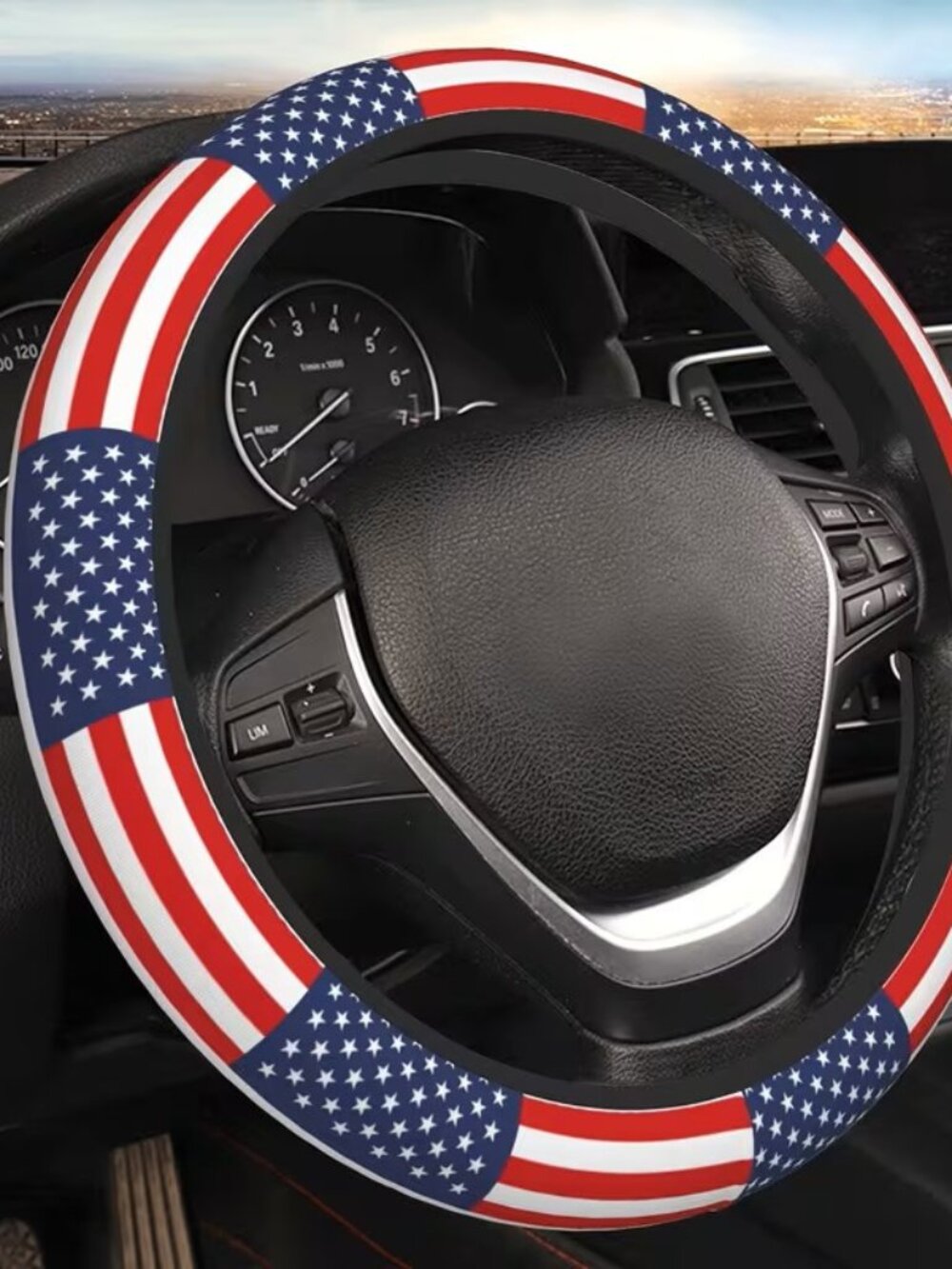 American Flag Steering Wheel Cover USA Patriotic Anti-Slip Universal Car Truck